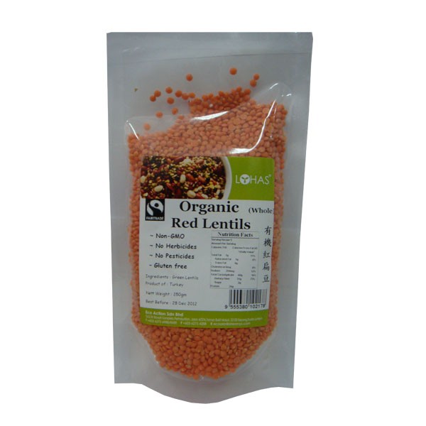 Organic Red Lentils - Whole - Lohas